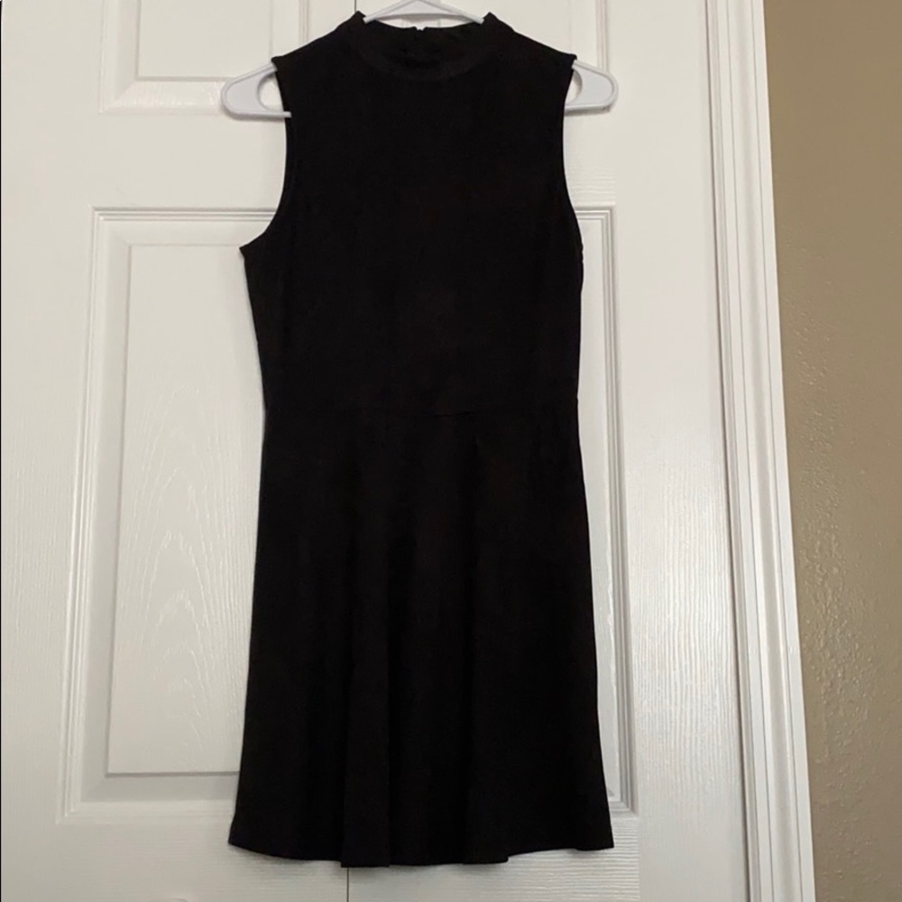NEVER WORN Black Suede Turtleneck Skater dress